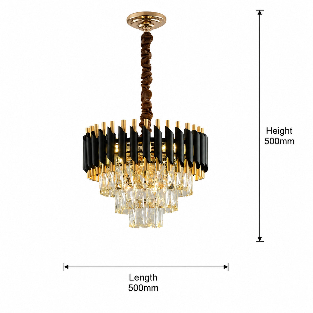 Candelabru cu 5 socluri E14 din metal și sticlă, Ø 50 cm, înălțime 50 cm