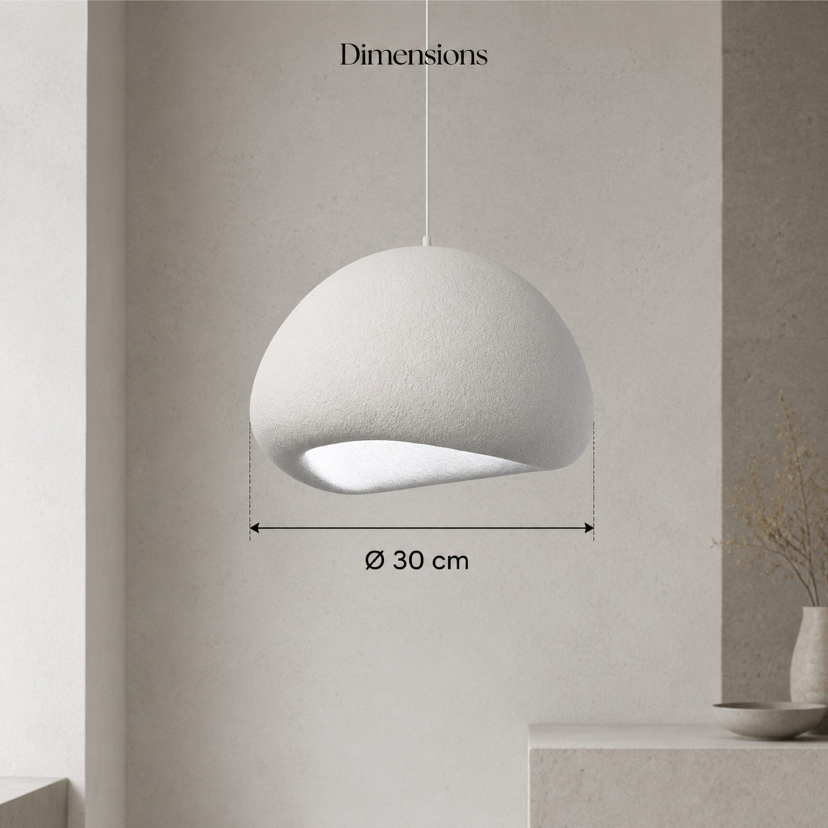 Lampă suspendată rotundă albă, 30 cm, E27, IP20