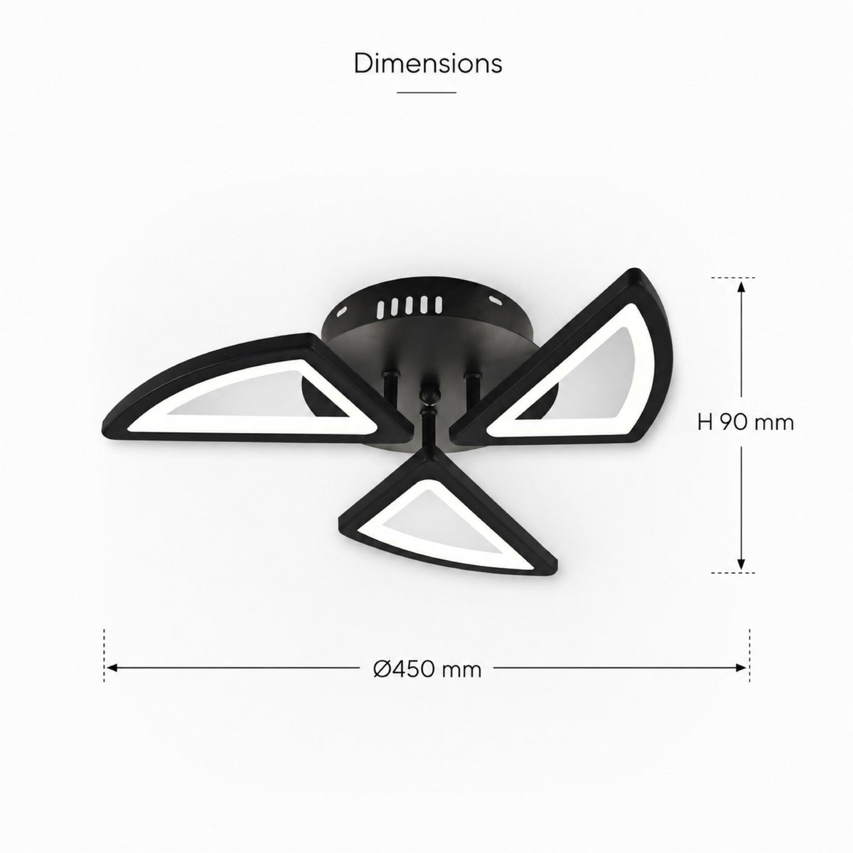 Plafonieră LED neagră 60 W, Wi-Fi, telecomandă, 3 temperaturi de culoare
