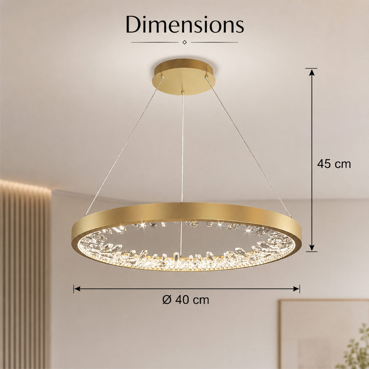Plafonieră LED aurie, 40 cm, Wi-Fi, telecomandă, dimabilă, 3 culori