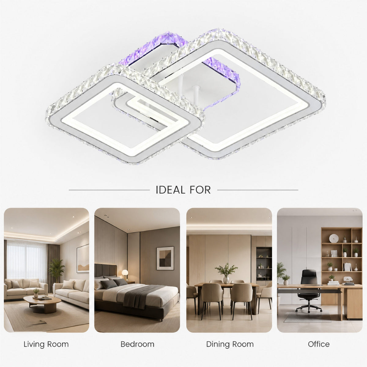Plafonieră LED RGB din cristal, dimabilă, Wi-Fi, cu telecomandă, 50 cm