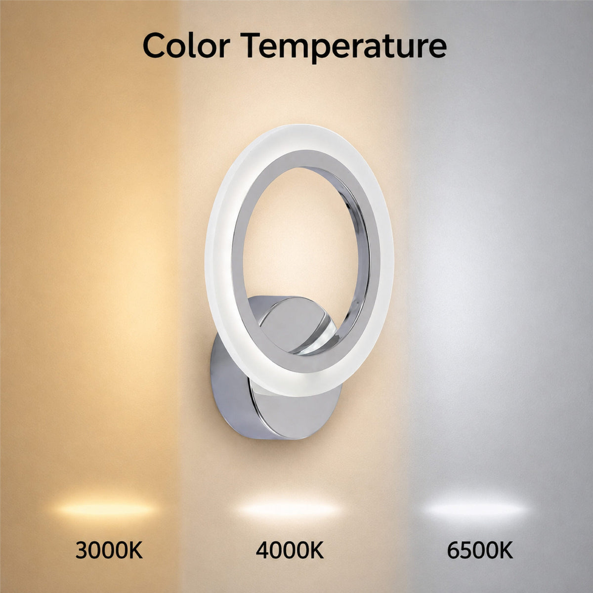 Aplică LED cromată, 14 W, dimabilă, 3 temperaturi de culoare, IP20