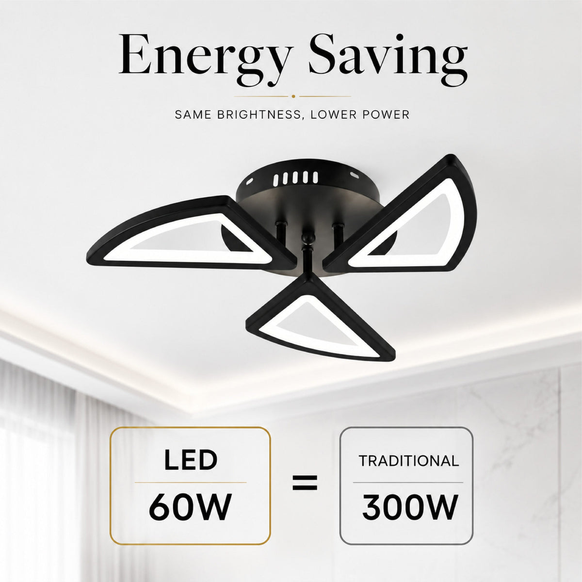 Plafonieră LED neagră 60 W, Wi-Fi, telecomandă, 3 temperaturi de culoare