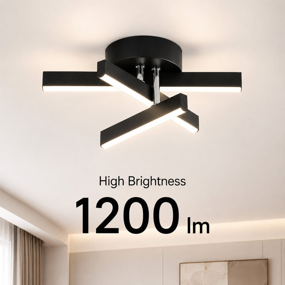 Plafonieră LED neagră, 24W, 1200 lm, 3 temperaturi de culoare, acril
