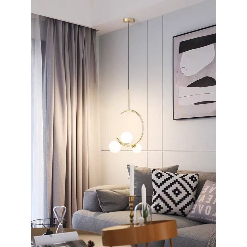 Lustră cu 3 globuri, finisaj alb mat, 3 x E27, diametru 48 cm