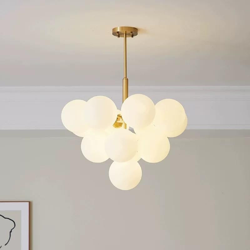 Candelabru modern alb cu 13 globuri, soclu G9