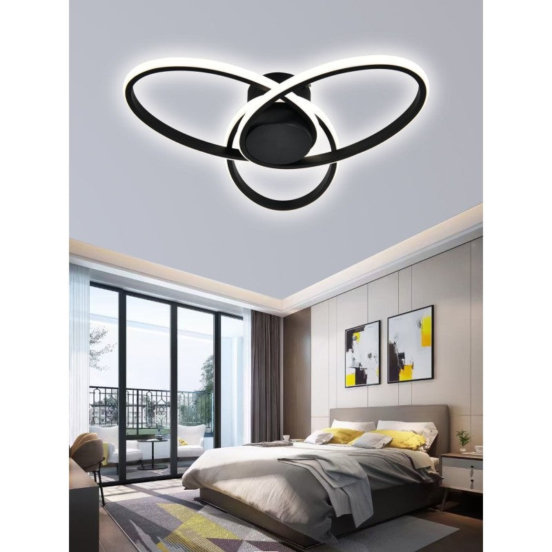 Plafonieră LED 78 W, Ø47 cm, neagră, 3000 K, cu telecomandă