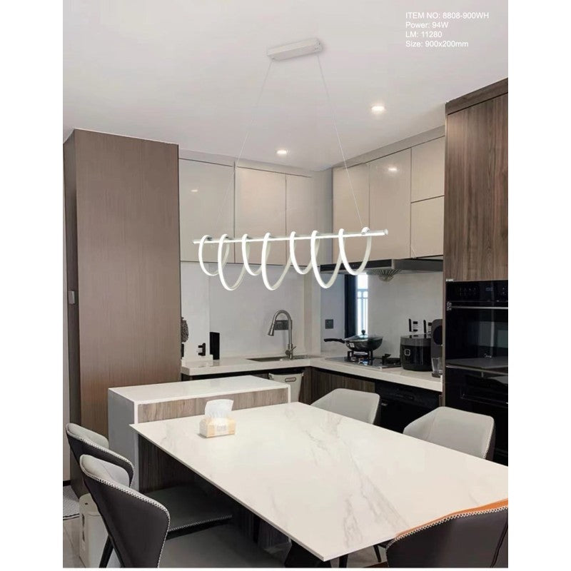 Plafonieră LED 94 W, 90 cm, albă, cu telecomandă, 3 culori de lumină