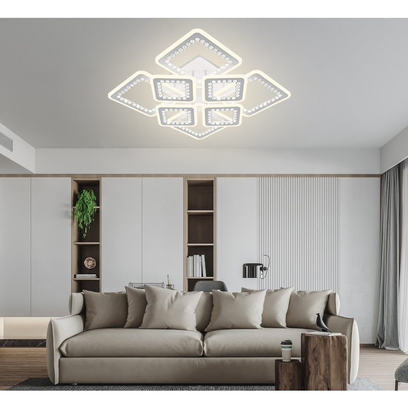 Plafonieră LED pătrată 236 W, 10.000 lm, dimabilă, Wi-Fi, 59×59 cm