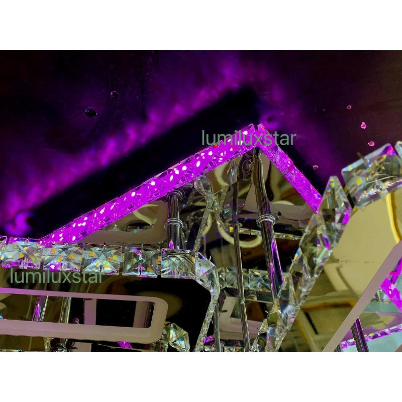Candelabru LED cu cristale, 120 W + RGB, dimabil, cu telecomandă, Ø58 cm