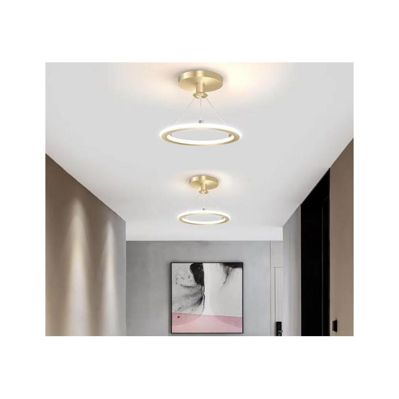 Plafonieră LED aurie, Ø22 cm, 27 W, 1200 lm, 3 funcții de iluminare