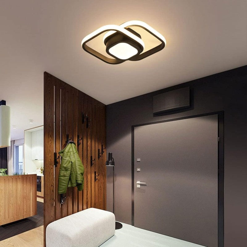 Plafonieră LED neagră, 42 W, 2500 lm, 3 temperaturi, 27 × 27 cm