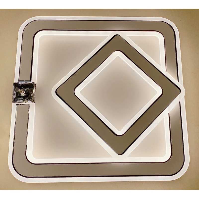 Plafonieră LED cromată, 50 cm, dimabilă, cu Wi-Fi și telecomandă