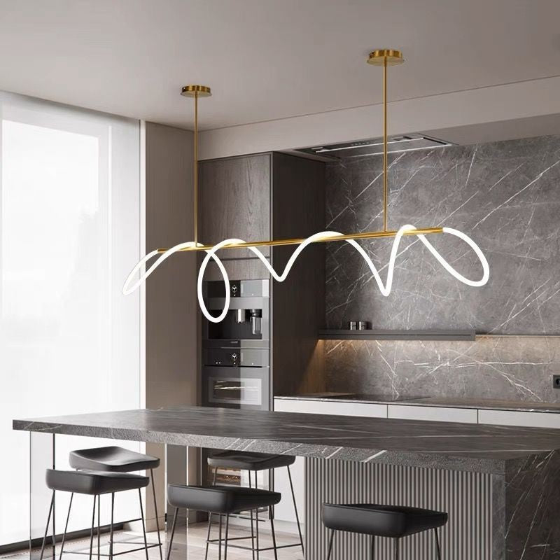 Plafonieră LED aurie, 150 cm, dimabilă, Wi-Fi, telecomandă, 3 culori