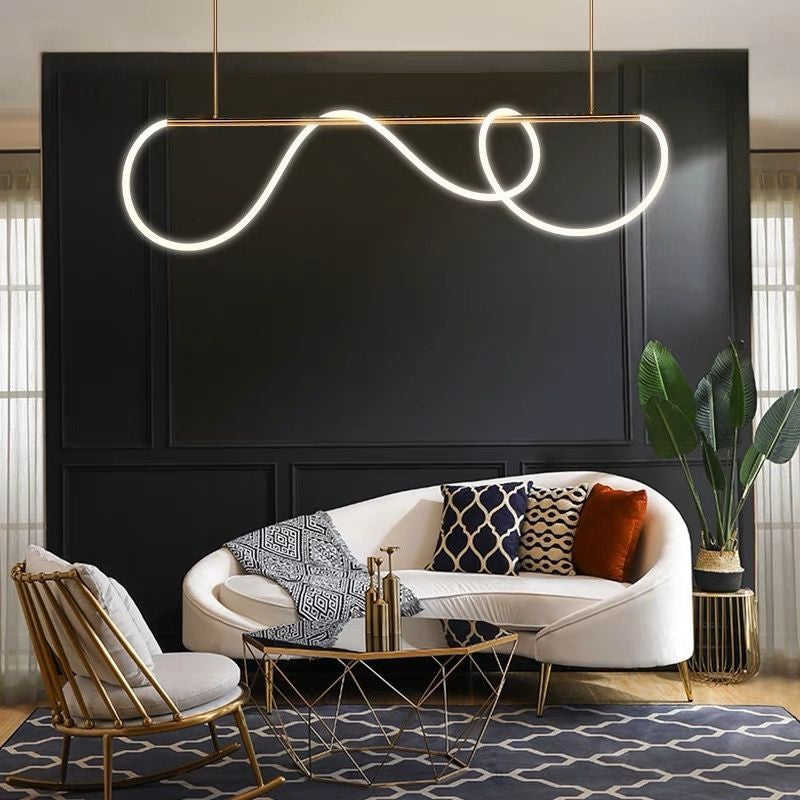 Plafonieră LED aurie, 150 cm, dimabilă, Wi-Fi, telecomandă, 3 culori