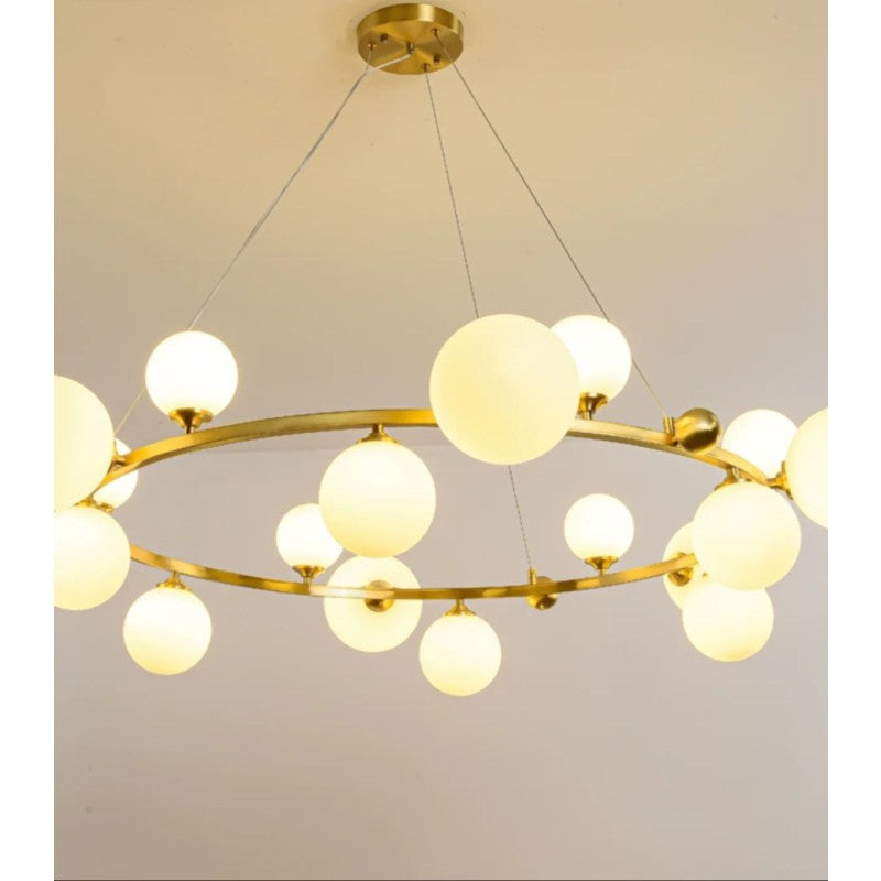 Candelabru Nordic cu 15 globuri, G9, metal și acril, Ø100 cm