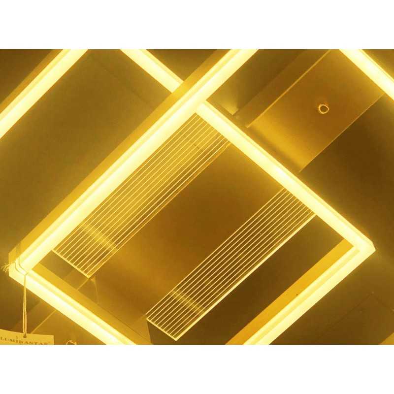 Plafonieră LED aurie cu 2 surse, dimabilă, Wi-Fi și telecomandă, 55 cm