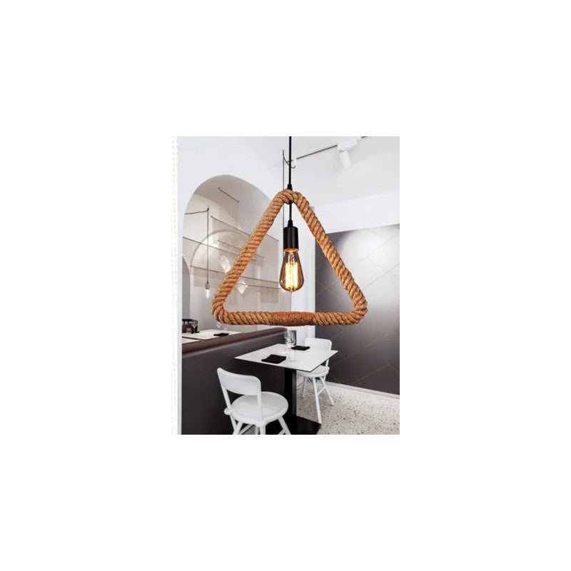 Candelabru rustic cu sfoară, 80 × 35 × 35 cm, soclu E27, interior