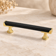 Mâner mobilă 008 BK+GD din plastic, negru cu auriu, formă liniară texturată, interax 128–224 mm