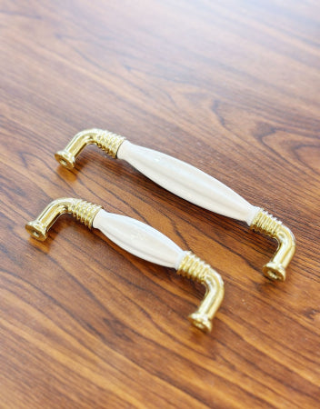 Mâner Mobilă 879, Metal Auriu & Ceramică, 96 mm / 128 mm