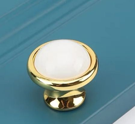 Maner mobilă Cod 2099, metal auriu și ceramică, diametru 32 mm