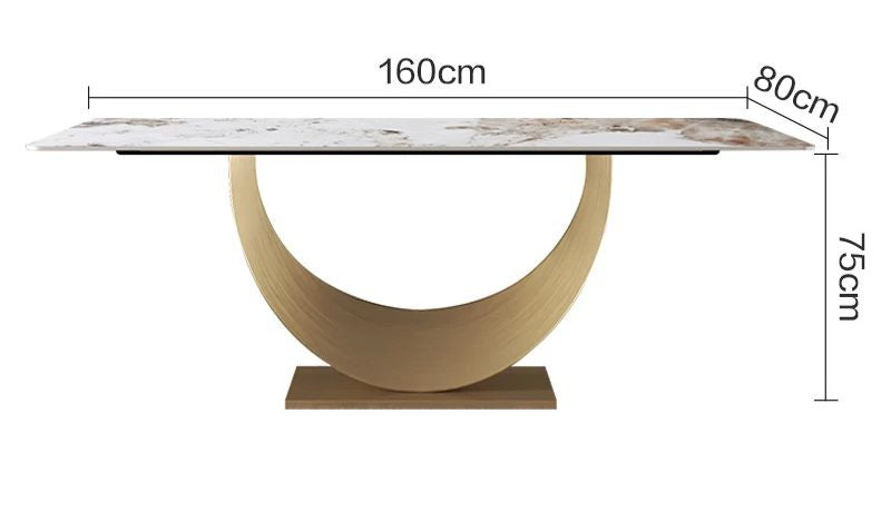 Masa 3400 /615– blat din compozit de marmura ,bază din metal auriu – 160/180 cm