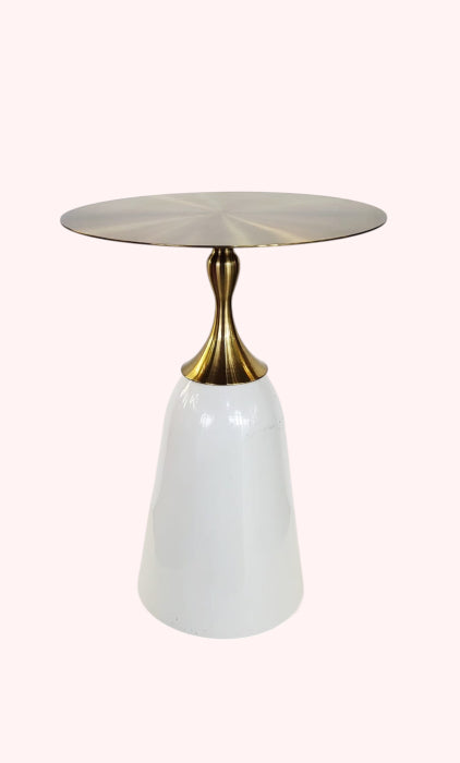 Măsuță 57058 alb și auriu din metal, blat rotund Ø40 cm, H55 cm