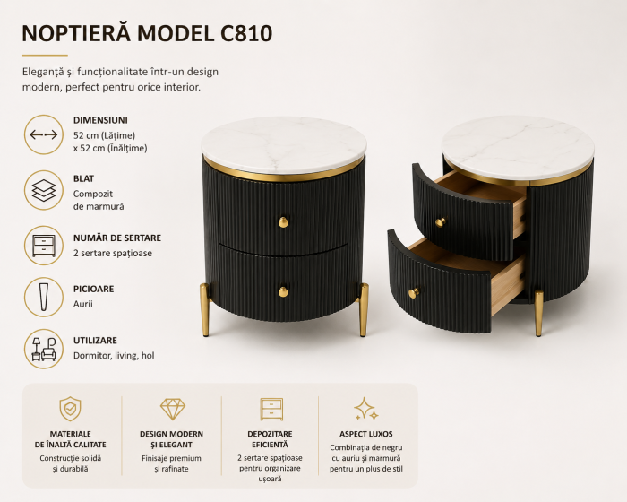 Noptiera C810 Negru
