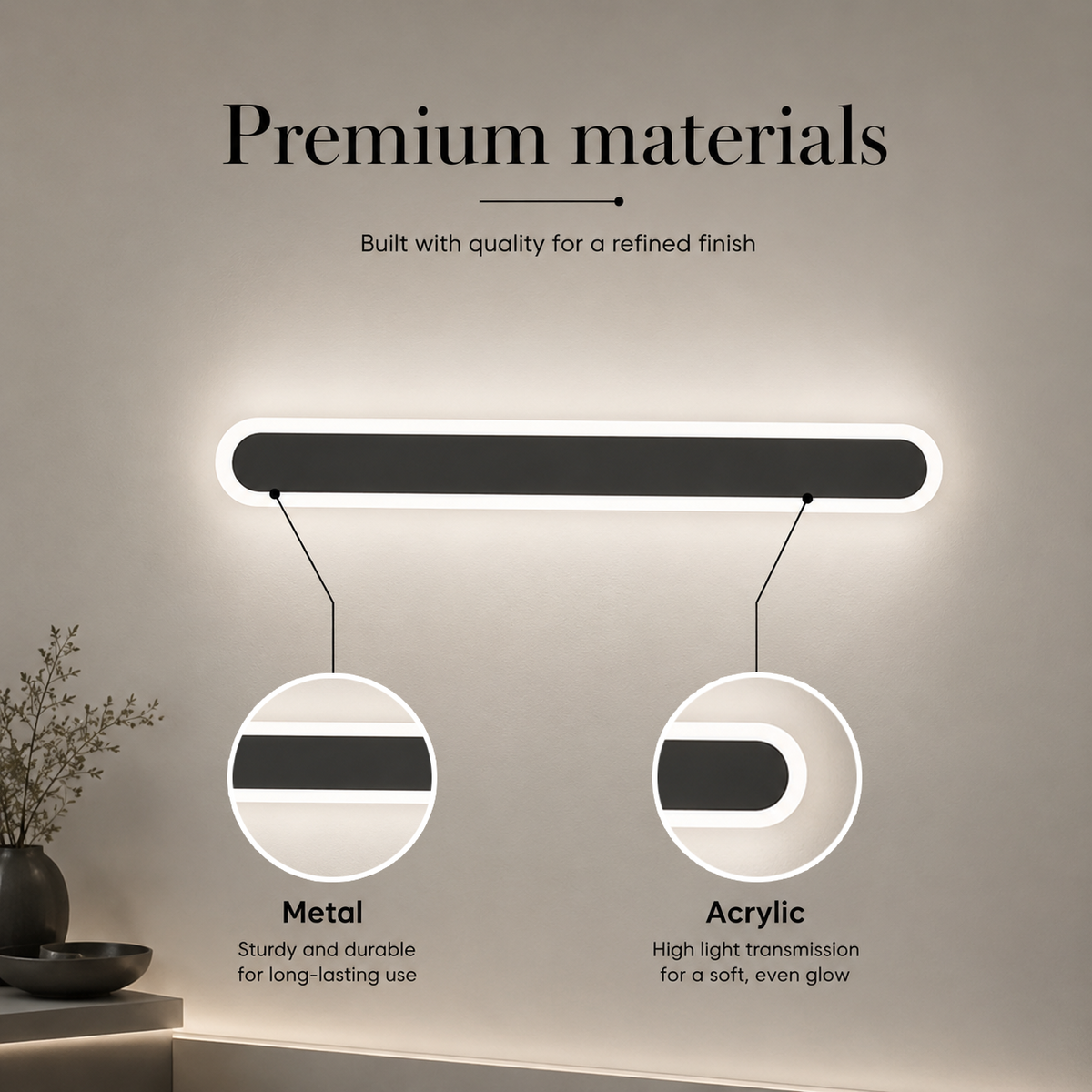 Plafonieră LED tip bară, 40 cm, 30 W, 3750 lm, difuzor acrilic