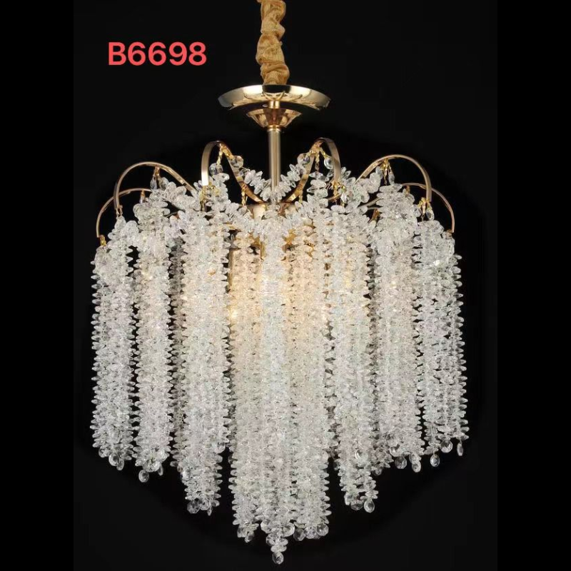 Candelabru modern cu cristale, 3 x E14, metal și sticlă, Ø30 x 45 cm