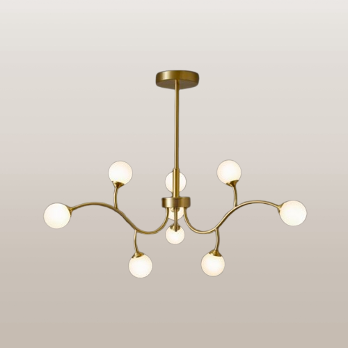 Lustră LED aurie cu 9 surse, 60 cm și 3 temperaturi de culoare