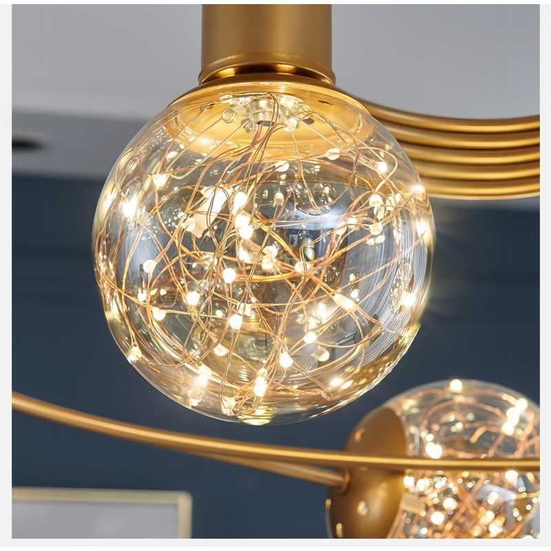 Plafonieră LED aurie cu 6 surse, 40 W, 3000 K, Ø60 cm