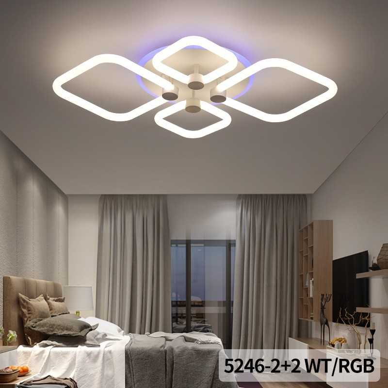 Plafonieră LED pătrată, 70 W, dimabilă, RGB, cu telecomandă
