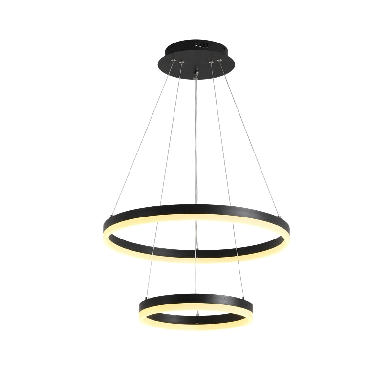 Plafonieră LED neagră 2 inele, 43 W, Wi-Fi, telecomandă, dimabilă, 3 culori