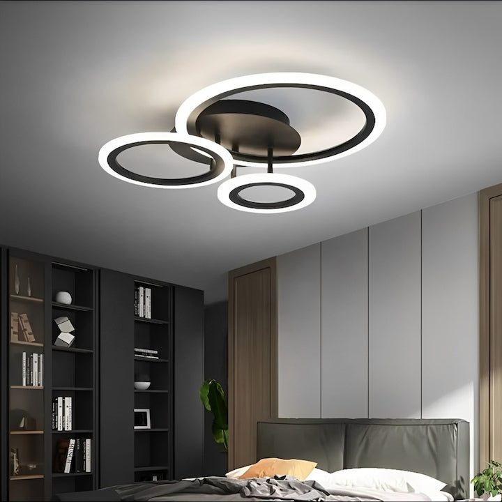 Plafonieră LED neagră, 60 W, 55 cm, cu telecomandă și 3 culori