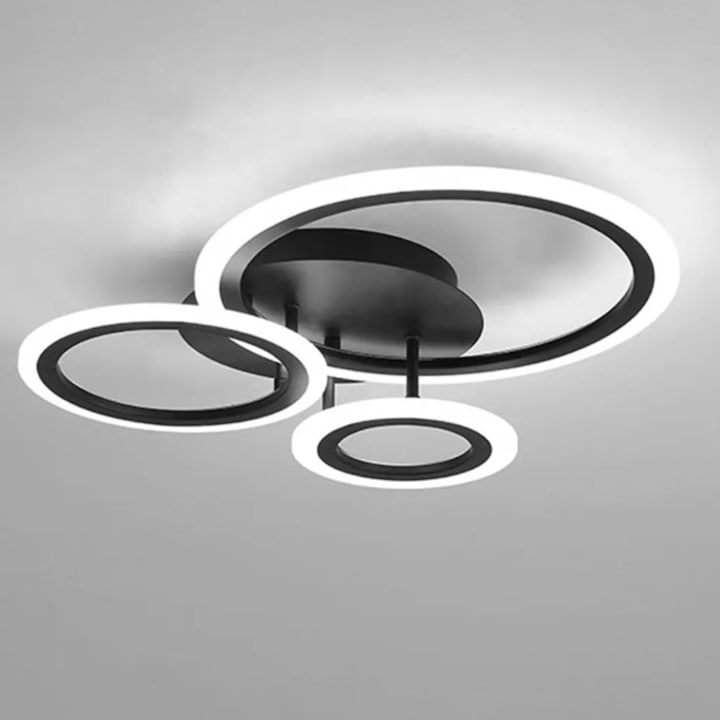 Plafonieră LED neagră, 60 W, 55 cm, cu telecomandă și 3 culori