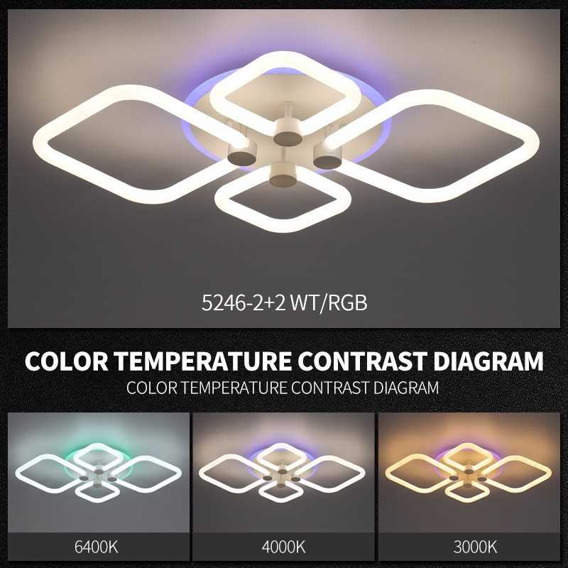 Plafonieră LED pătrată, 70 W, dimabilă, RGB, cu telecomandă