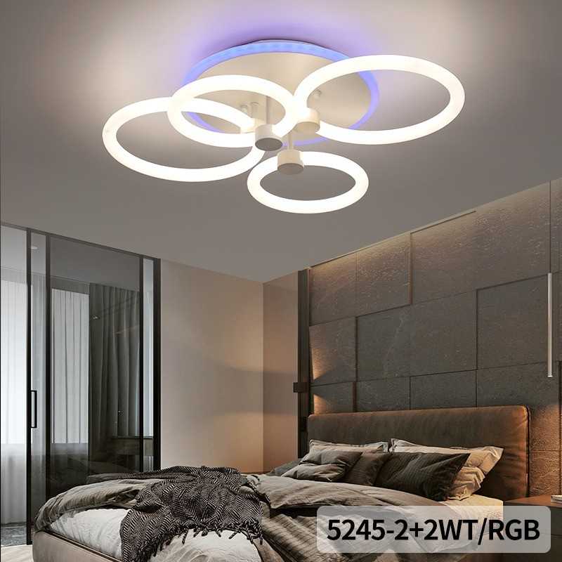 Plafonieră LED dimabilă cu 4 inele, 70 W, 55 cm, Wi-Fi și telecomandă
