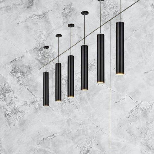 Lampă suspendată LED neagră, 7 W, 500 lm, 3 culori, înălțime 120 cm