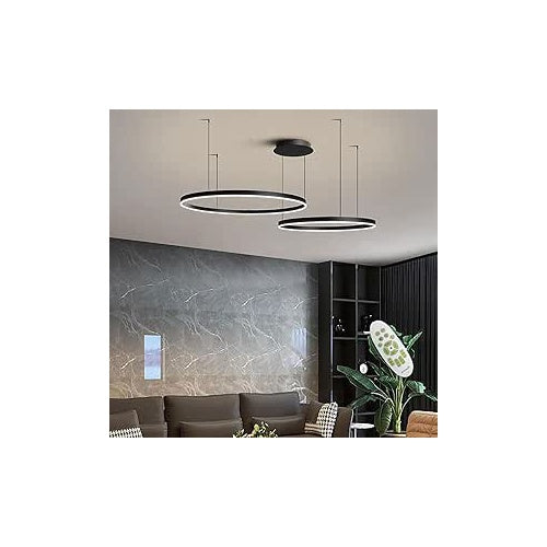 Plafonieră LED neagră 40+60 cm, dimabilă, Wi-Fi, cu telecomandă