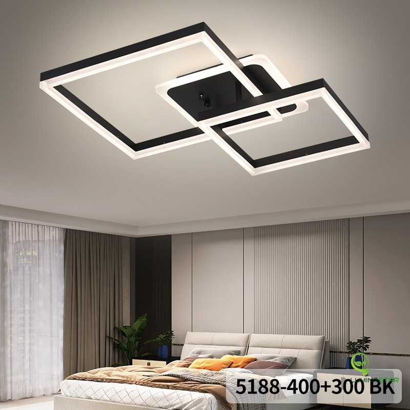 Plafonieră LED RGB pătrată, neagră, cu telecomandă, 70 x 40 cm