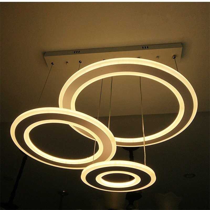Plafonieră LED cu 3 inele, dimabilă, Wi-Fi și telecomandă, albă, 74 W