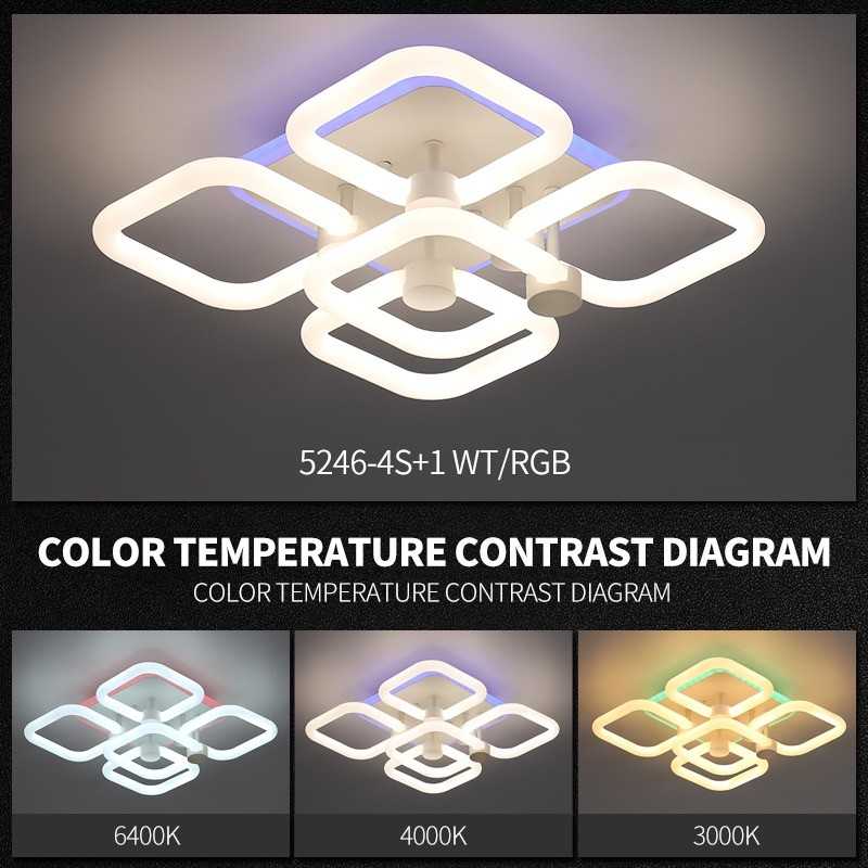 Plafonieră LED pătrată 40 cm, 70 W, RGB, dimabilă, Wi-Fi, telecomandă