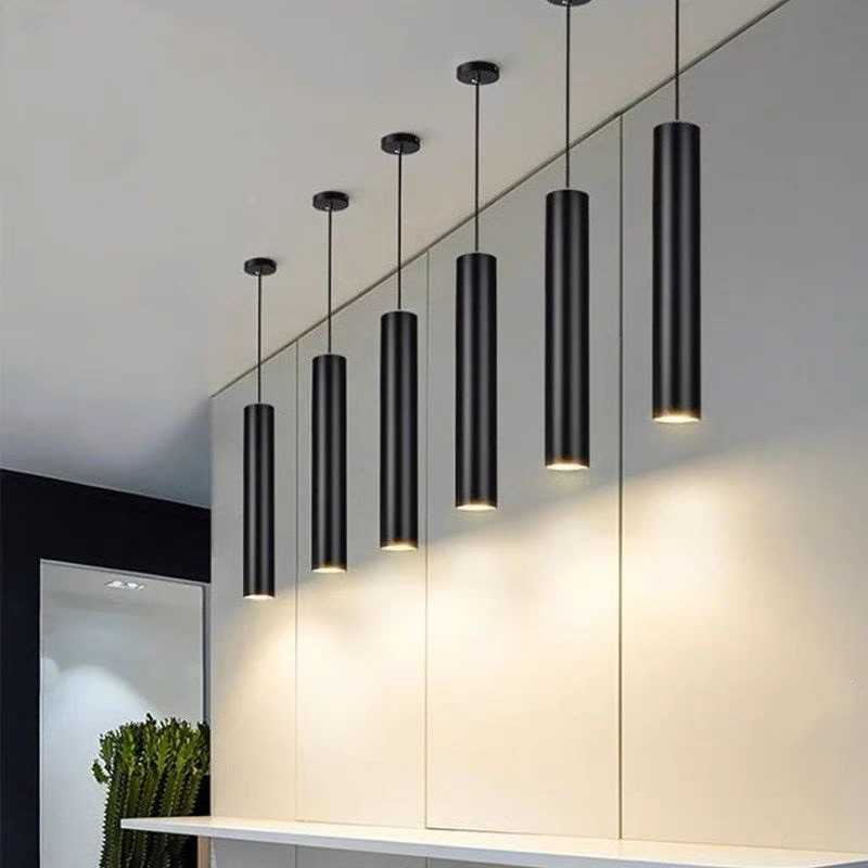 Lampă suspendată LED neagră, 7 W, 500 lm, 3 culori, înălțime 120 cm