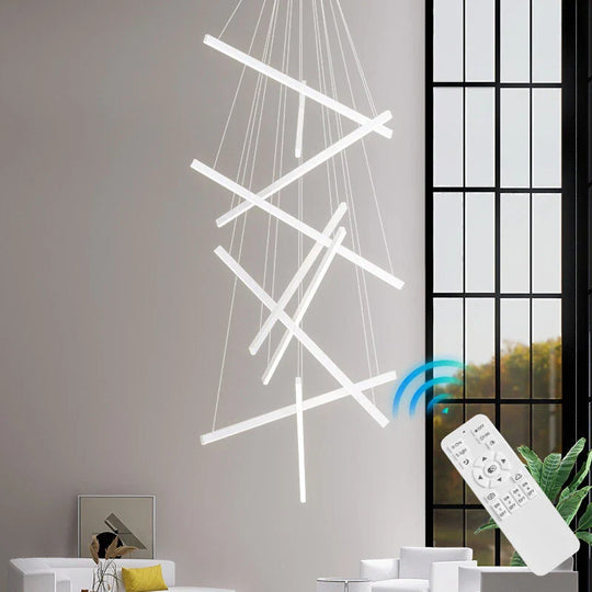 Lustră LED suspendată albă, 9 surse, telecomandă, 300 cm