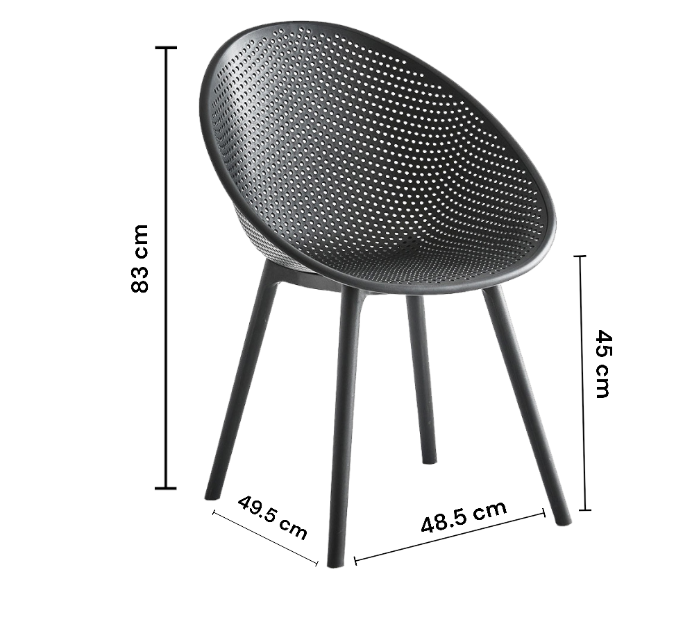 Scaun 838 BK negru, plastic durabil, 83x48,5 cm, interior/exterior