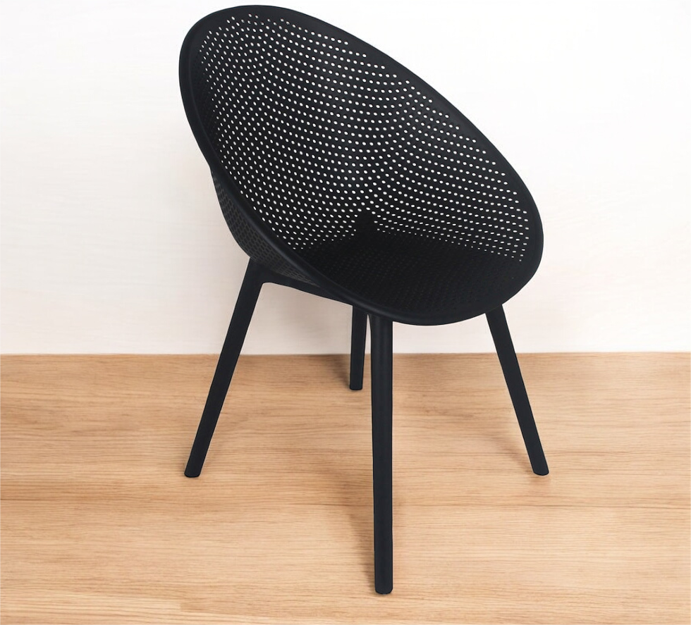 Scaun 838 BK negru, plastic durabil, 83x48,5 cm, interior/exterior
