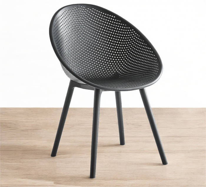 Scaun 838 BK negru, plastic durabil, 83x48,5 cm, interior/exterior