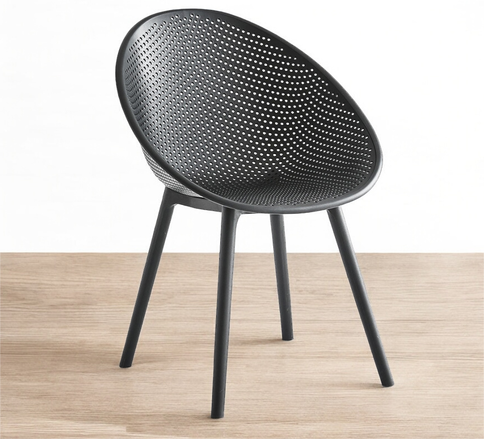 Scaun 838 BK negru, plastic durabil, 83x48,5 cm, interior/exterior