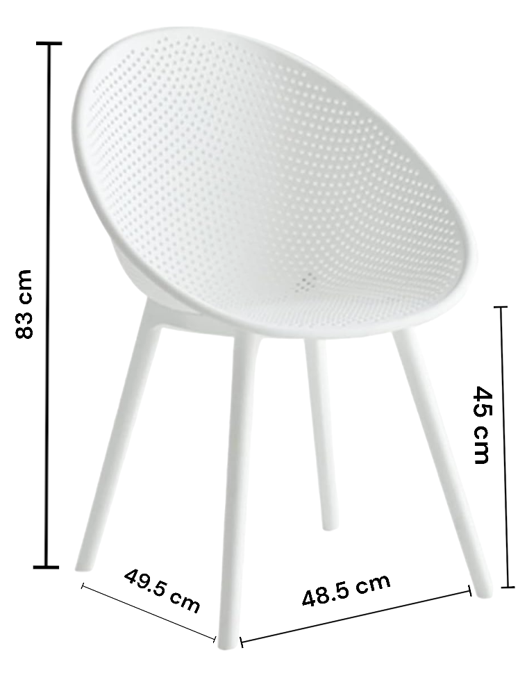 Scaun 838 CH alb, plastic durabil, 83x48,5 cm, interior/exterior
